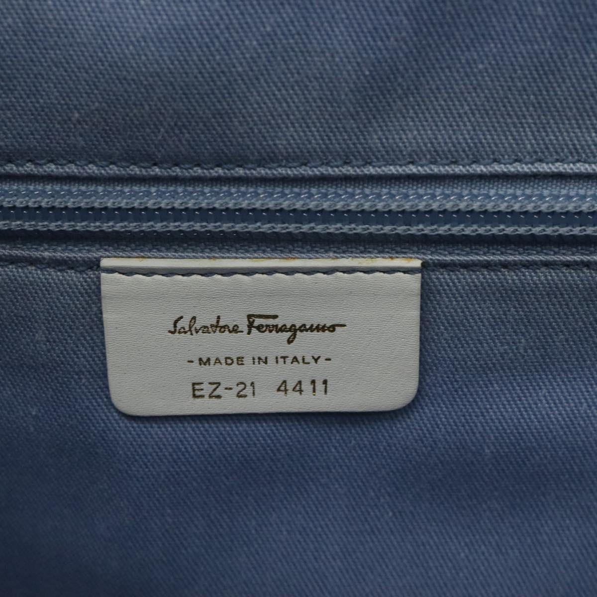 Salvatore Ferragamo Gancini Hand Bag Wicker White Auth 101078