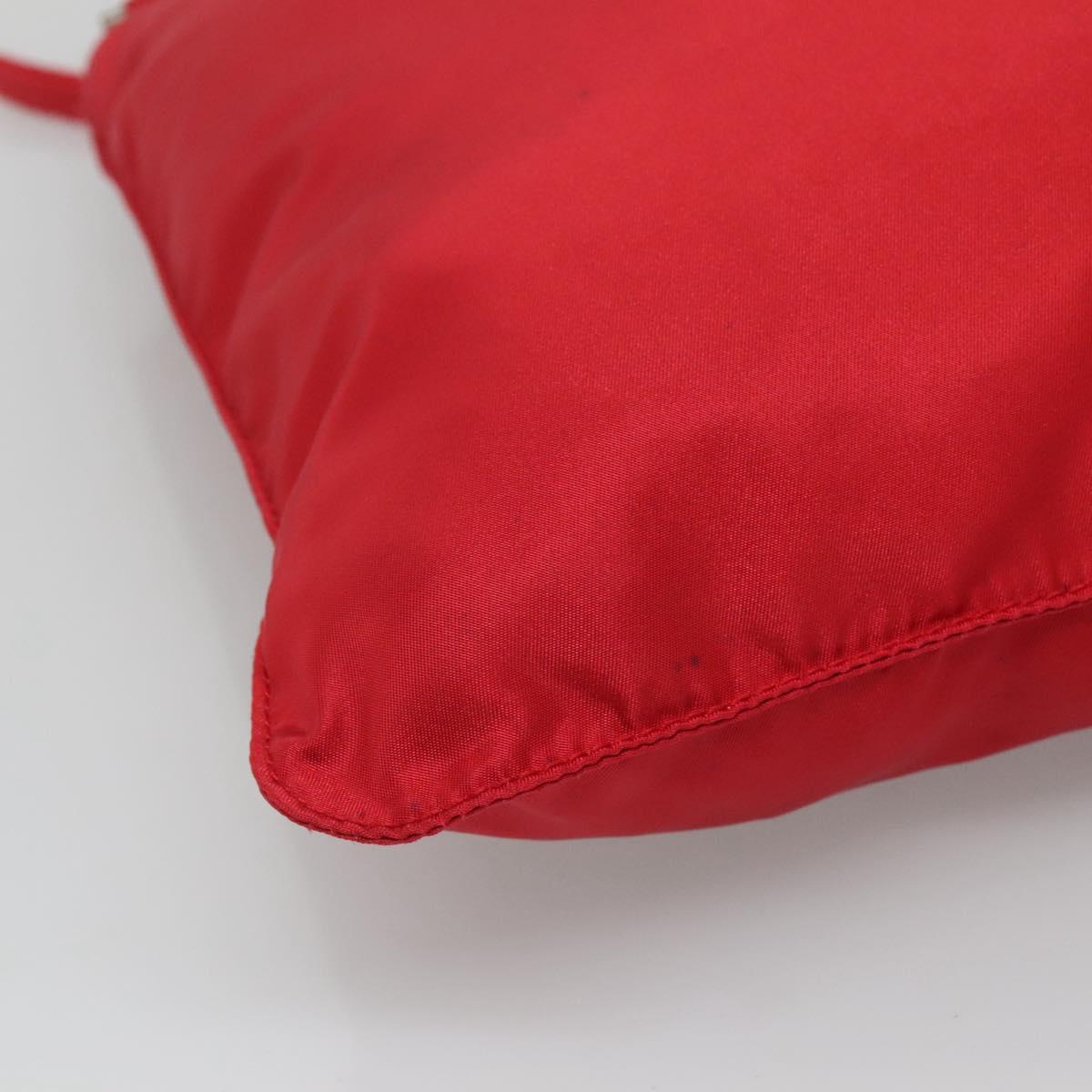 PRADA Shoulder Bag Nylon Red Silver Auth 101081