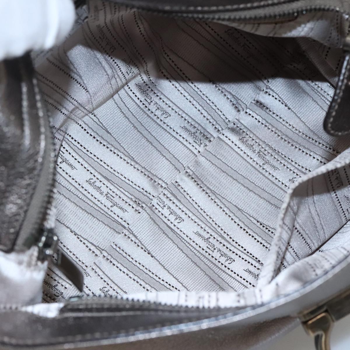Salvatore Ferragamo Gancini Sofia Hand Bag Leather 2way Silver Auth 101090