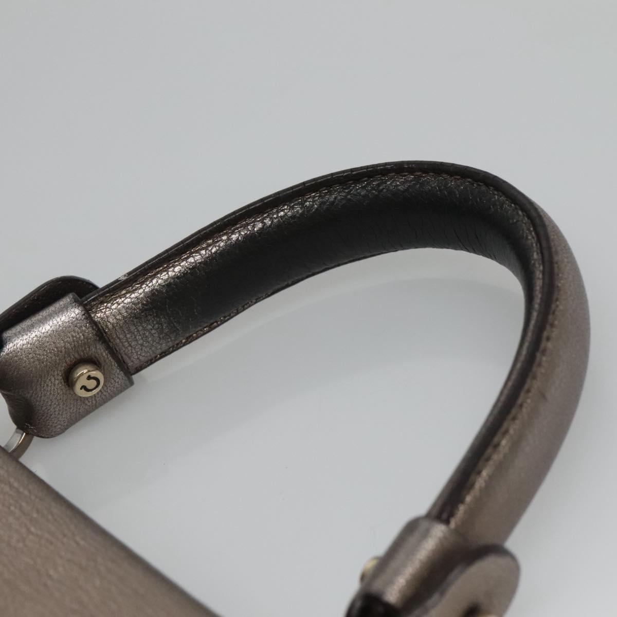 Salvatore Ferragamo Gancini Sofia Hand Bag Leather 2way Silver Auth 101090