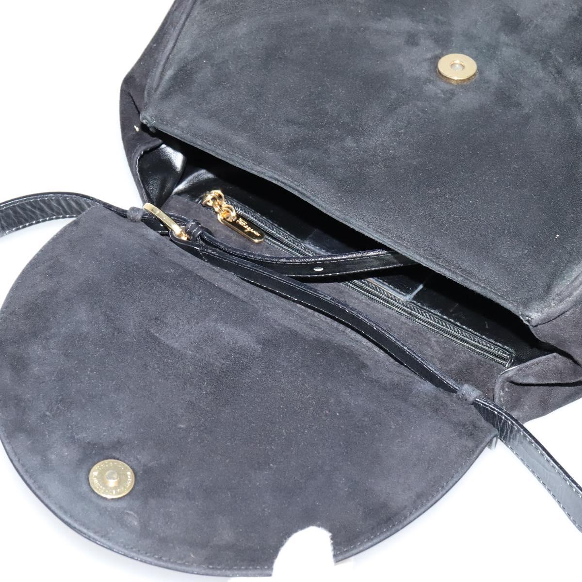 Salvatore Ferragamo Hand Bag Leather 2way Black Auth 101091