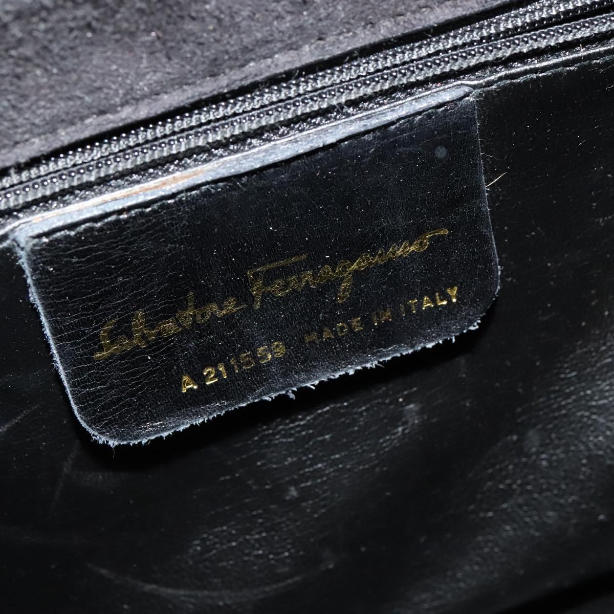 Salvatore Ferragamo Hand Bag Leather 2way Black Auth 101091