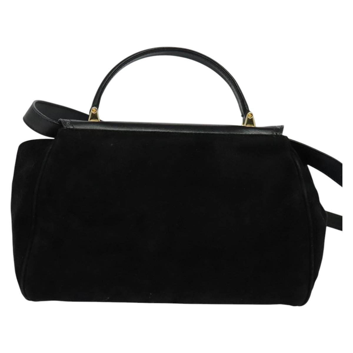 Salvatore Ferragamo Hand Bag Leather 2way Black Auth 101091