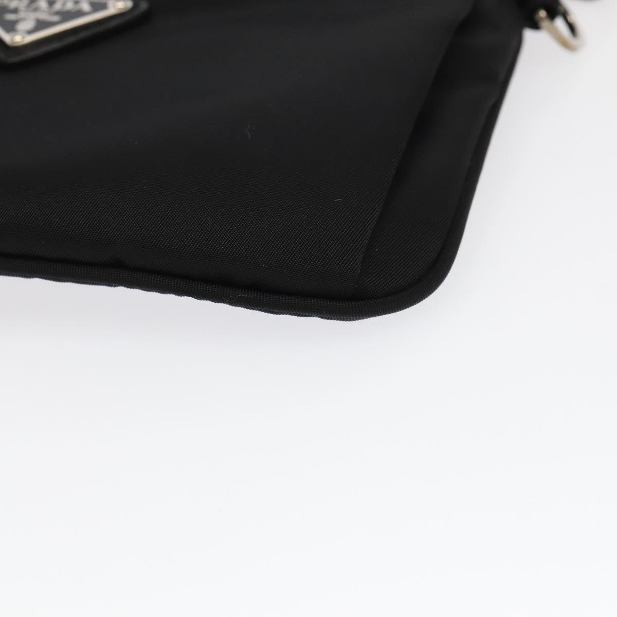 PRADA Waist bag Nylon Black Silver Auth 101292AV