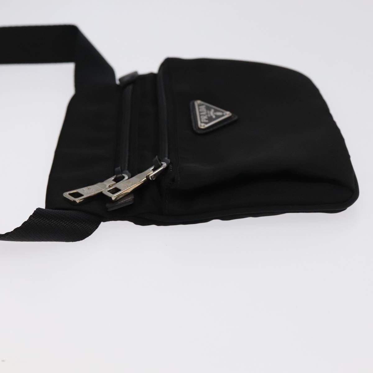 PRADA Waist bag Nylon Black Silver Auth 101292AV