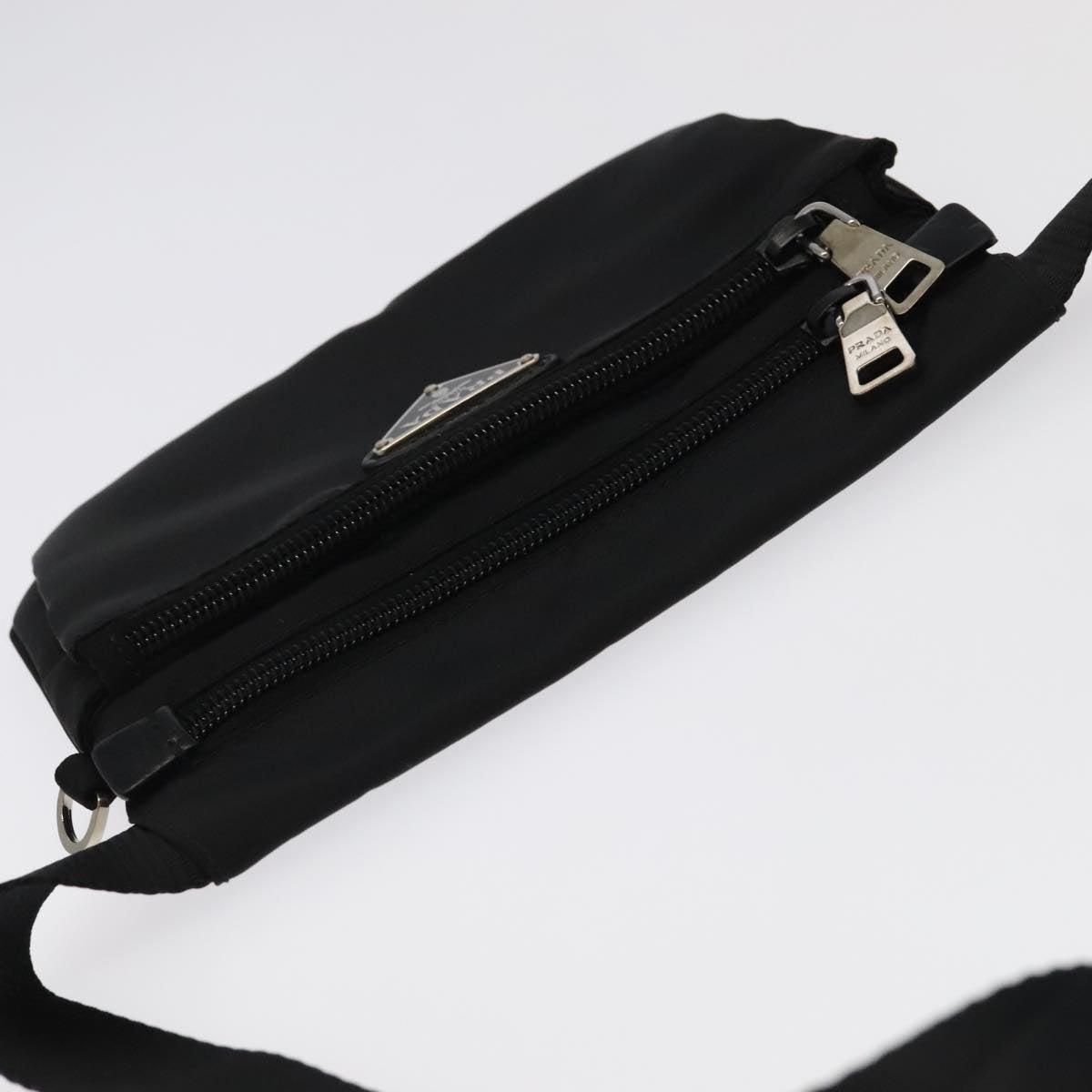 PRADA Waist bag Nylon Black Silver Auth 101292AV