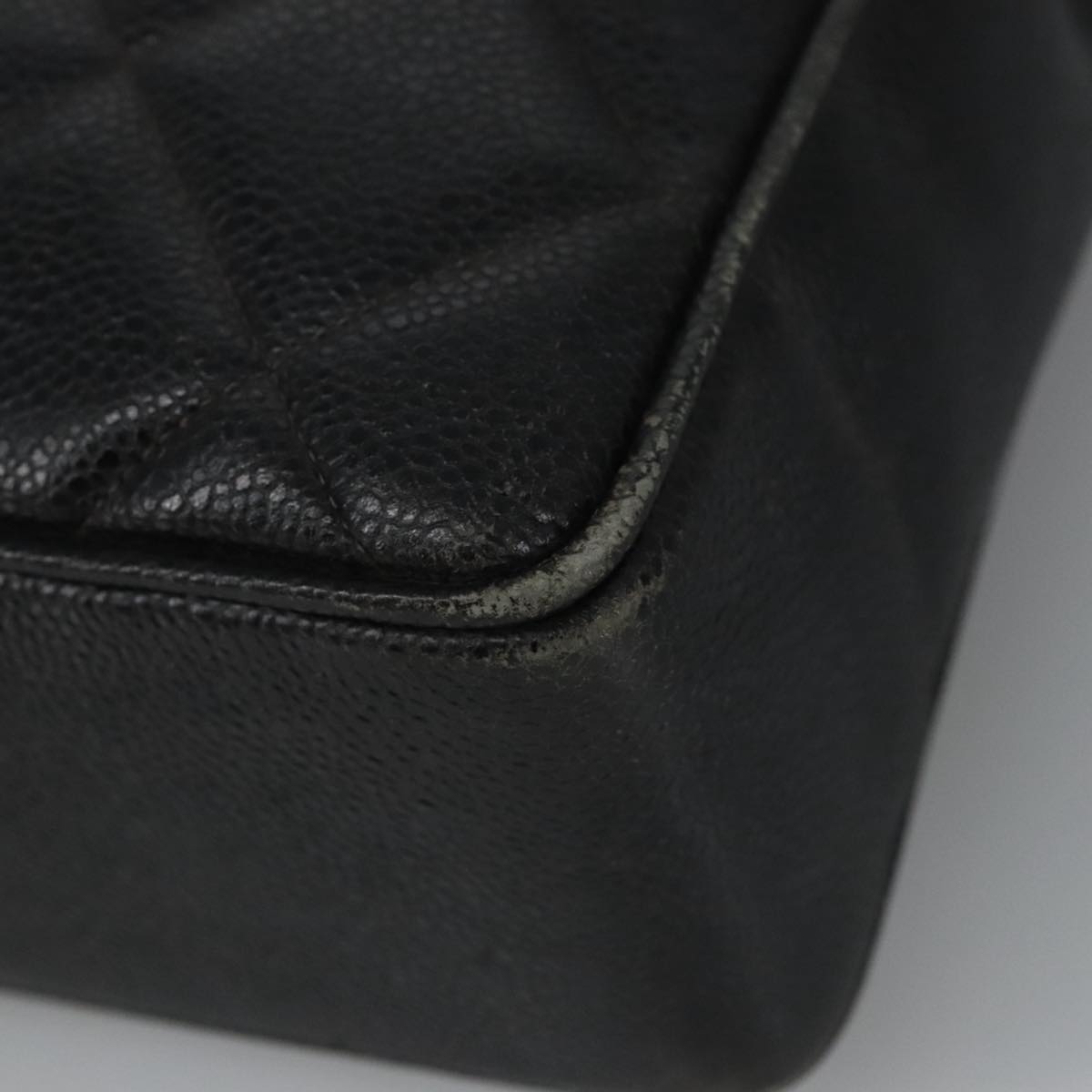 CHANEL Matelasse Hand Bag Caviar Skin Black CC Auth 101307M
