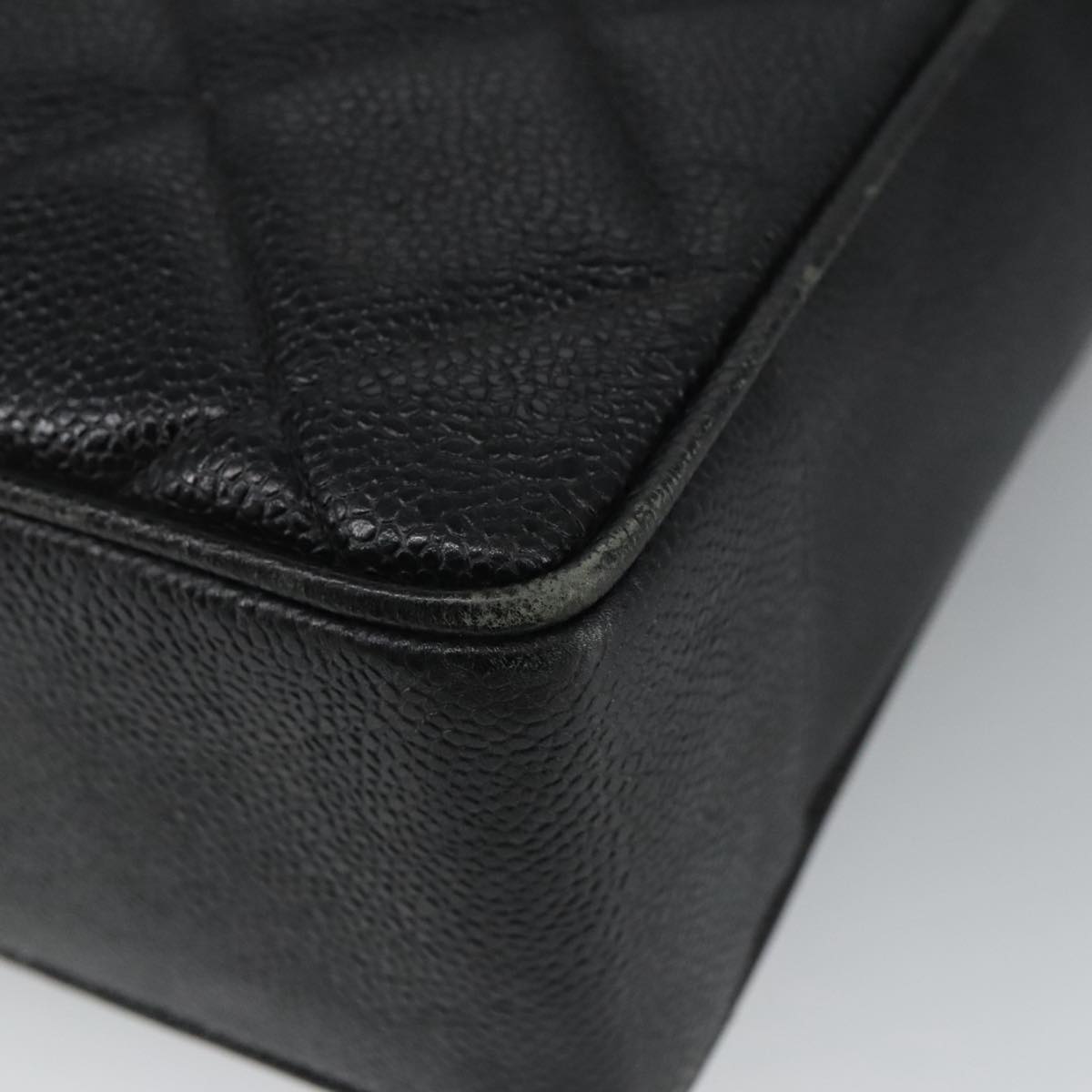 CHANEL Matelasse Hand Bag Caviar Skin Black CC Auth 101307M