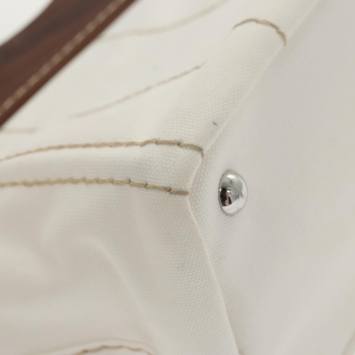 PRADA Canapalage Hand Bag Canvas White Silver 1BG350 Auth 101308SV