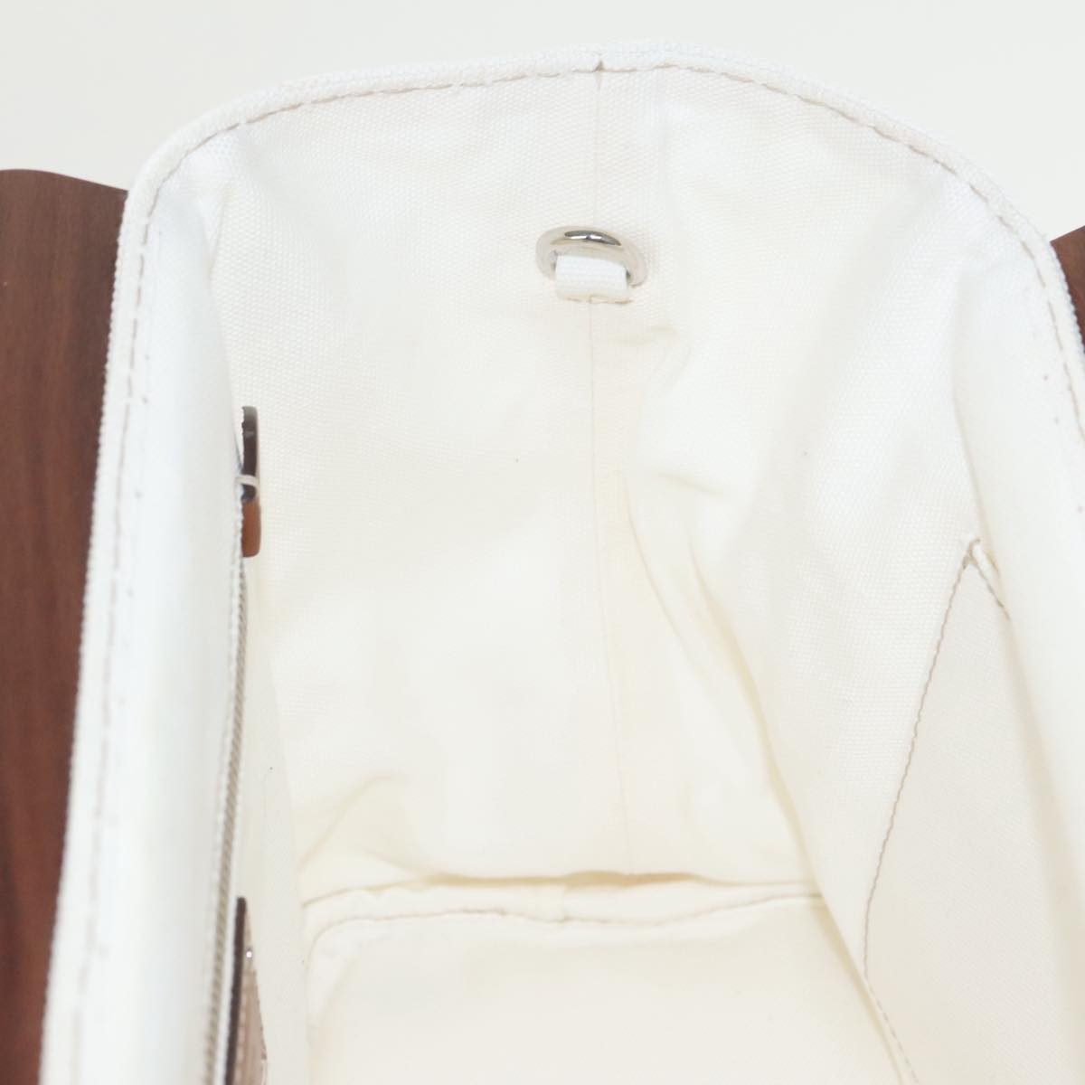 PRADA Canapalage Hand Bag Canvas White Silver 1BG350 Auth 101308SV