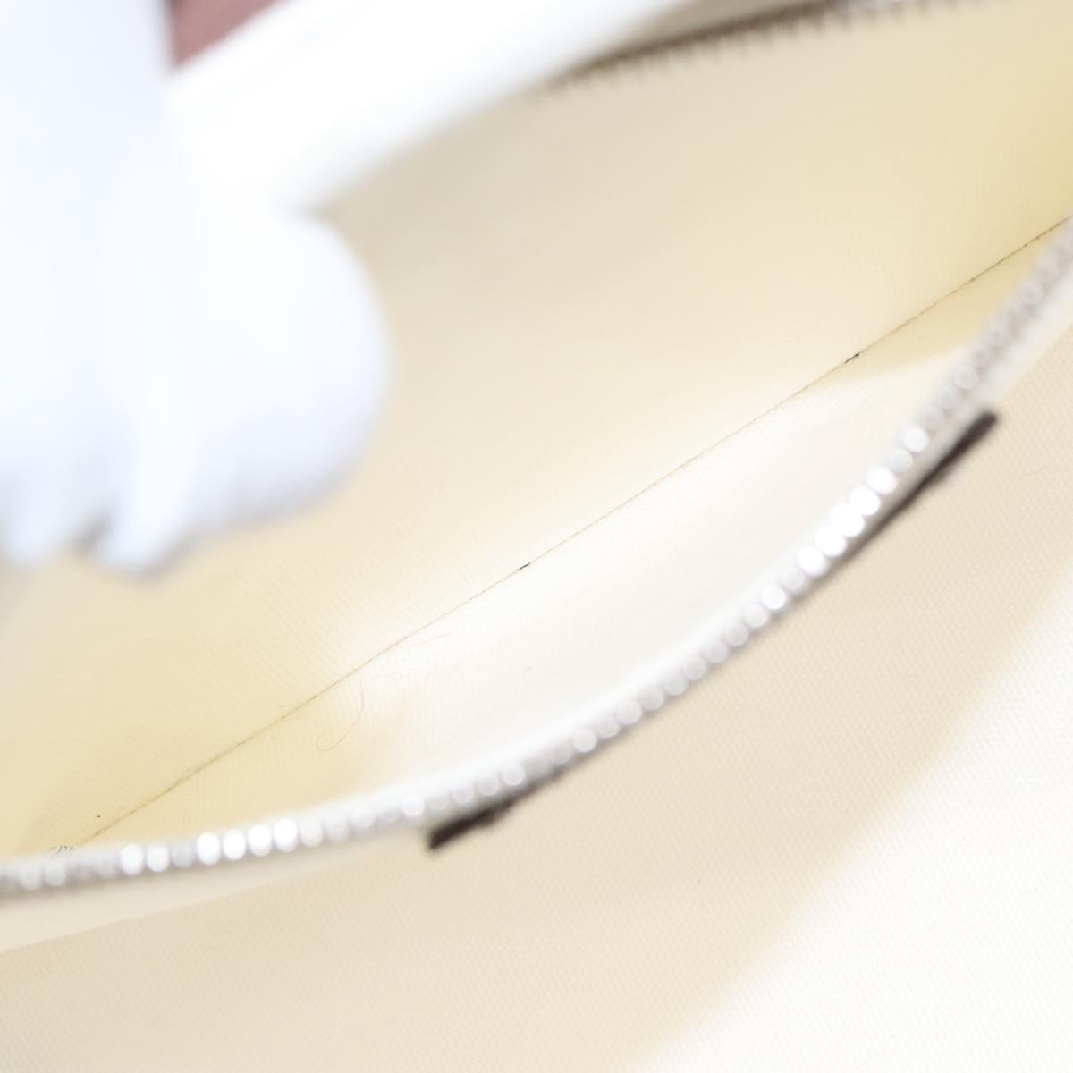 PRADA Canapalage Hand Bag Canvas White Silver 1BG350 Auth 101308SV