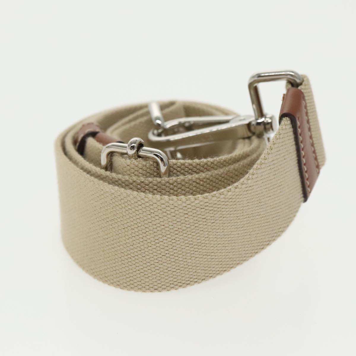 PRADA Canapalage Hand Bag Canvas White Silver 1BG350 Auth 101308SV