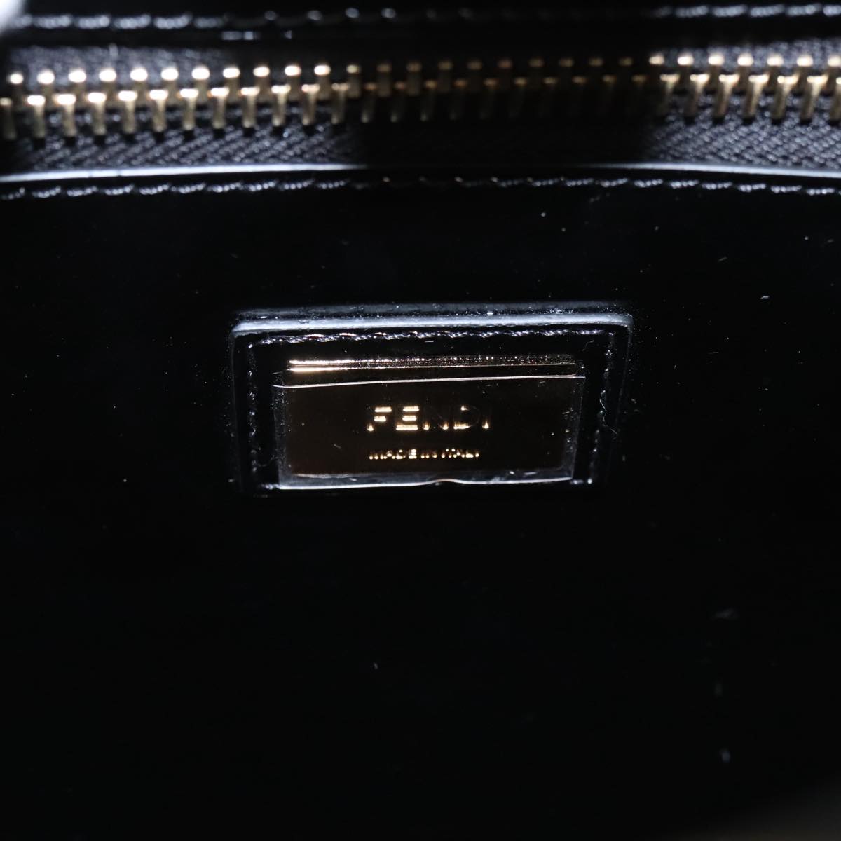 FENDI Pecan Peek A Boo Regular Hand Bag Mouton 2way Black Brown Auth 101314SV