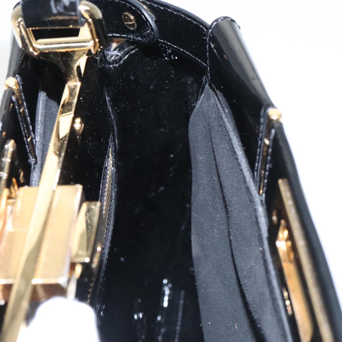 FENDI Pecan Peek A Boo Regular Hand Bag Mouton 2way Black Brown Auth 101314SV