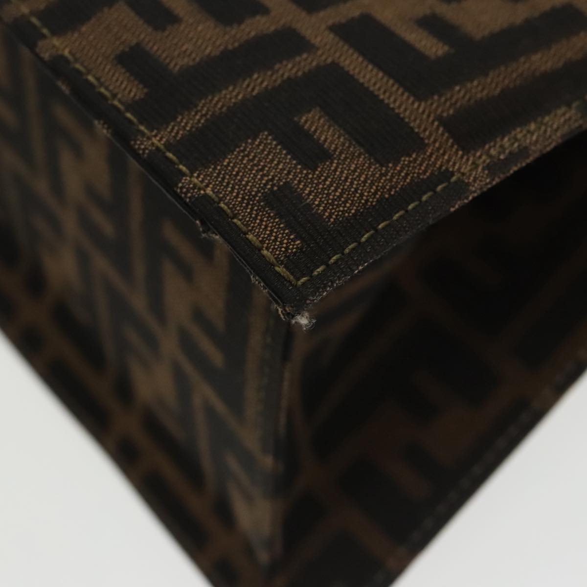 FENDI Zucca Canvas Hand Bag 2way Brown Black gold Auth 101320SAV