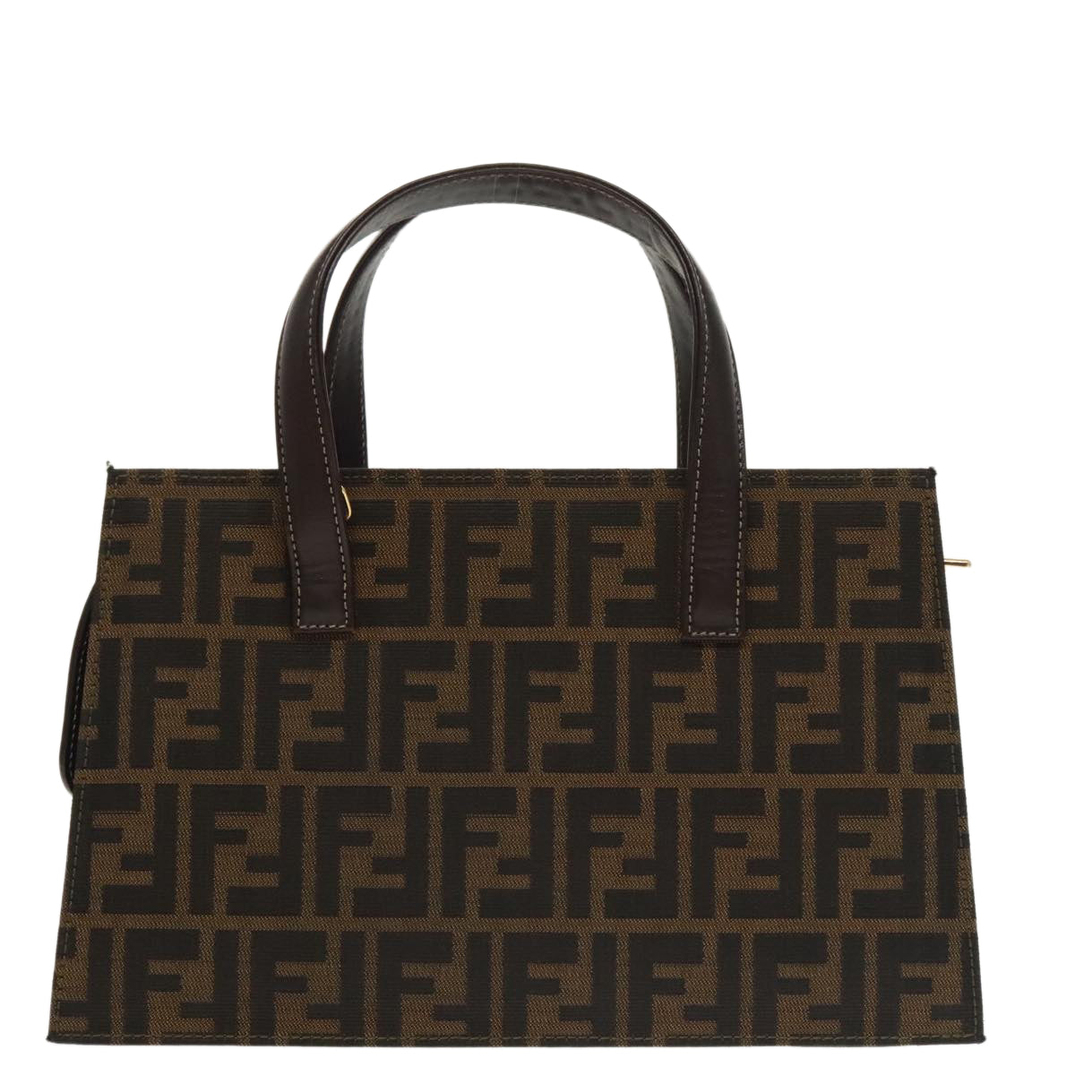FENDI Zucca Canvas Hand Bag 2way Brown Black gold Auth 101320SAV