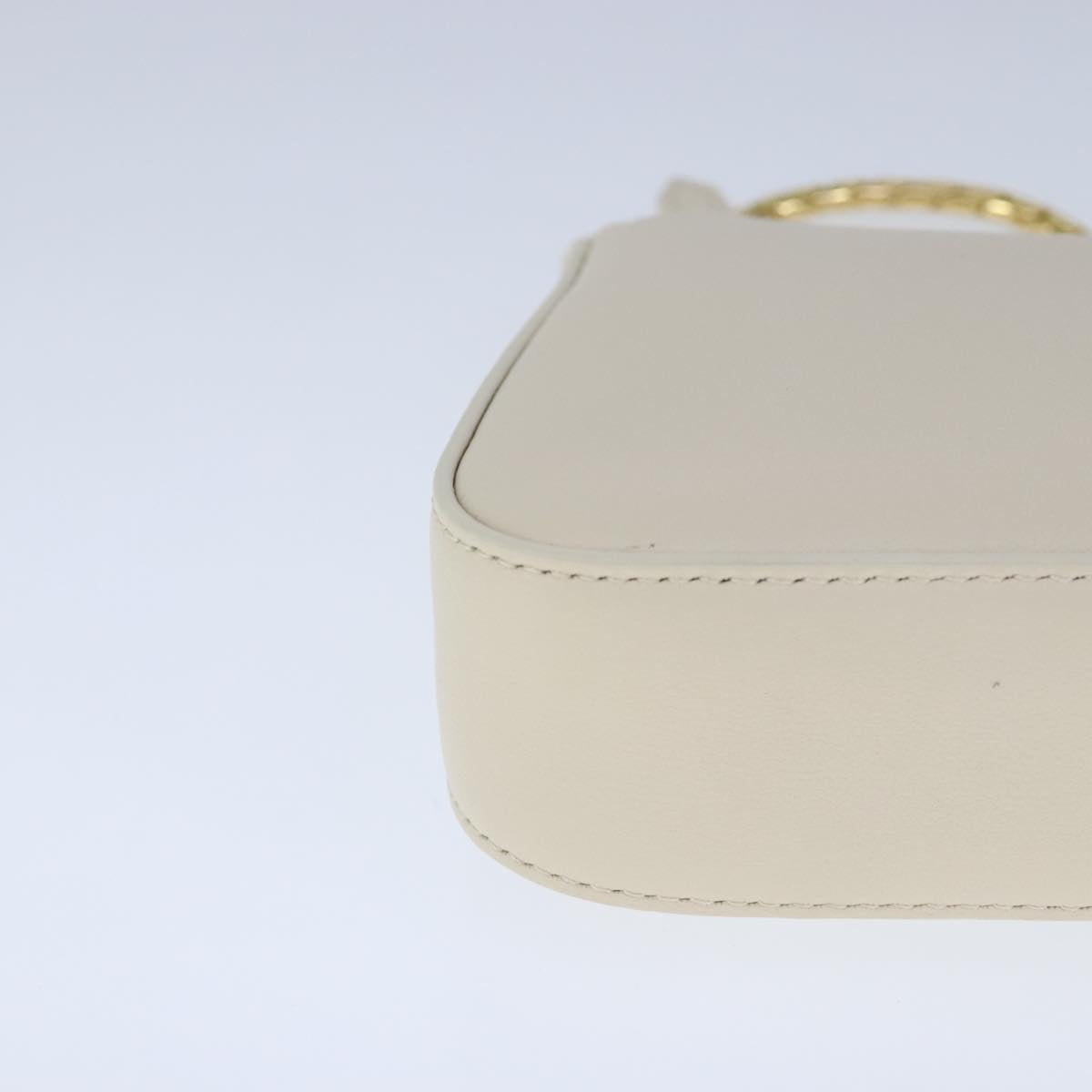 BVLGARI Serpenti Accessory Pouch Leather White Gold Auth 101324SA