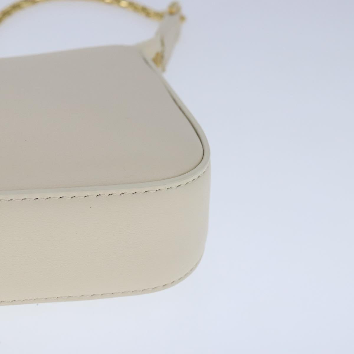 BVLGARI Serpenti Accessory Pouch Leather White Gold Auth 101324SA