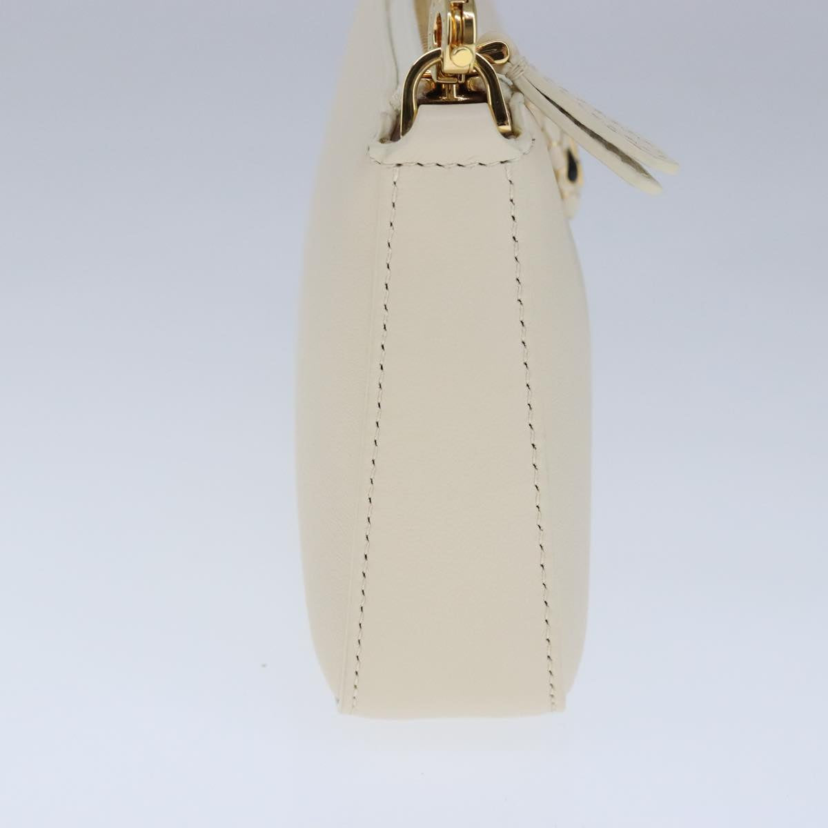 BVLGARI Serpenti Accessory Pouch Leather White Gold Auth 101324SA