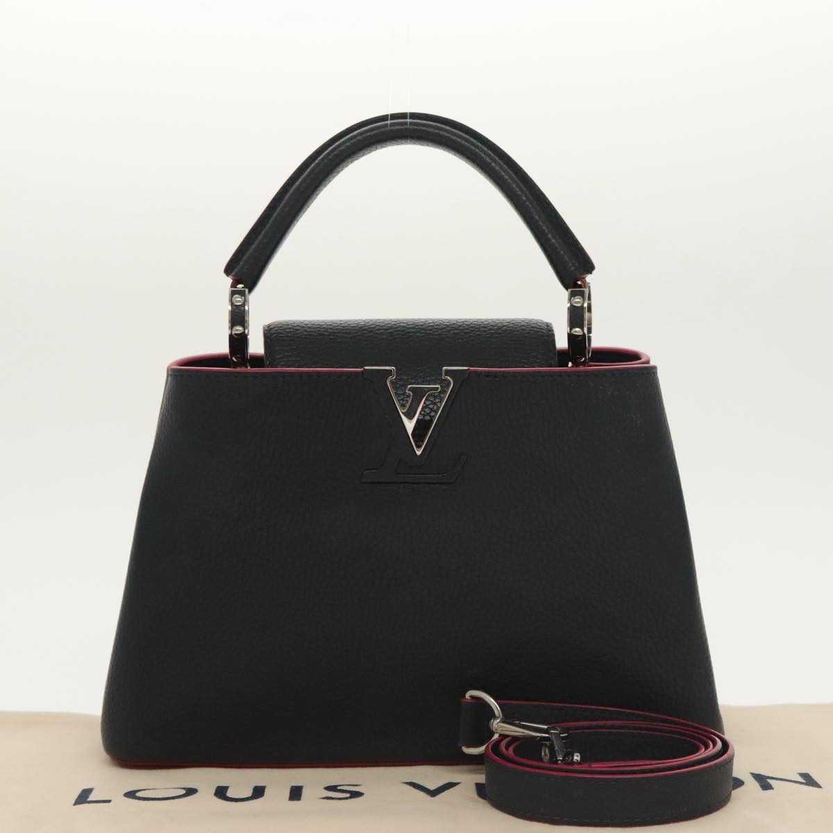 LOUIS VUITTON Parnasea Capusine BB Bag Leather 2way Black M94517 Auth 101337SAM
