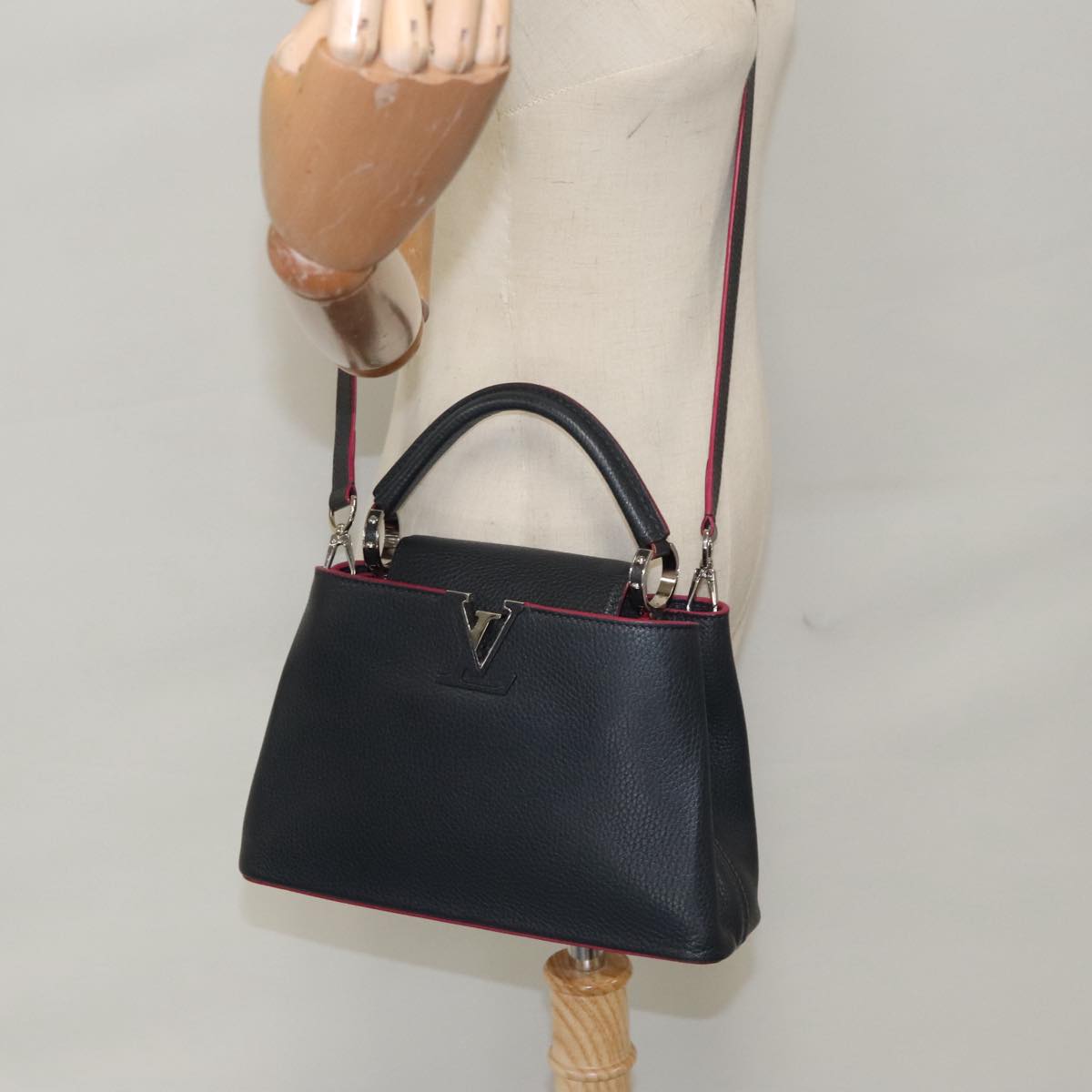LOUIS VUITTON Parnasea Capusine BB Bag Leather 2way Black M94517 Auth 101337SAM