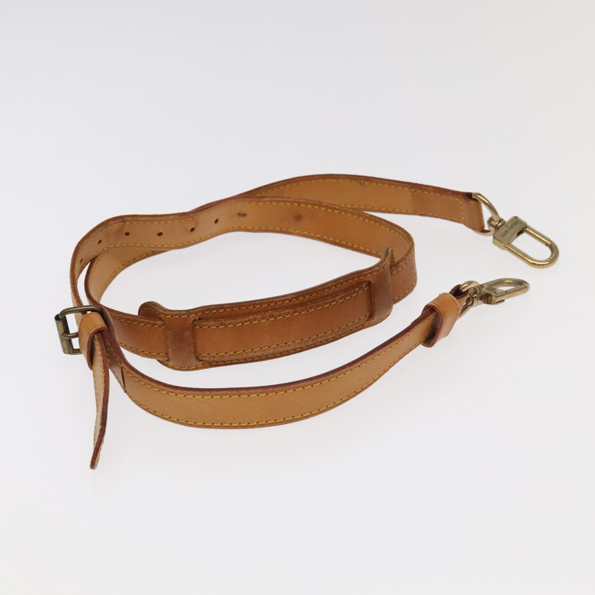 LOUIS VUITTON Adjustable Shoulder Strap Leather 36.6""""""""-43.7"""""""" Beige Auth 101375