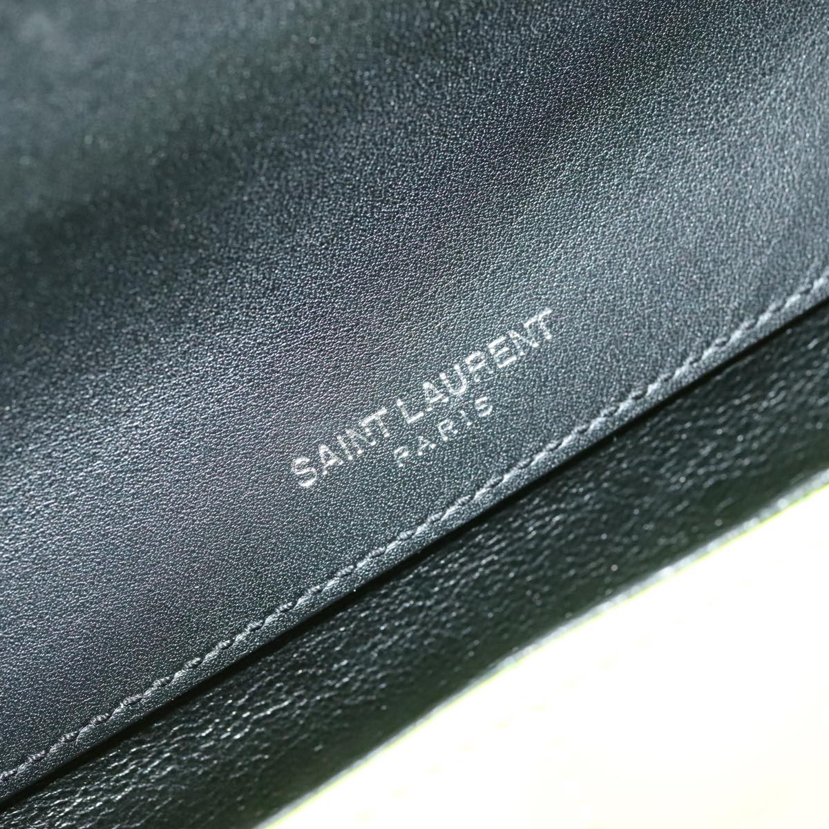 SAINT LAURENT Chain Vicky Small Bag Enamel Yellow Silver 538439 Auth 101382SAM