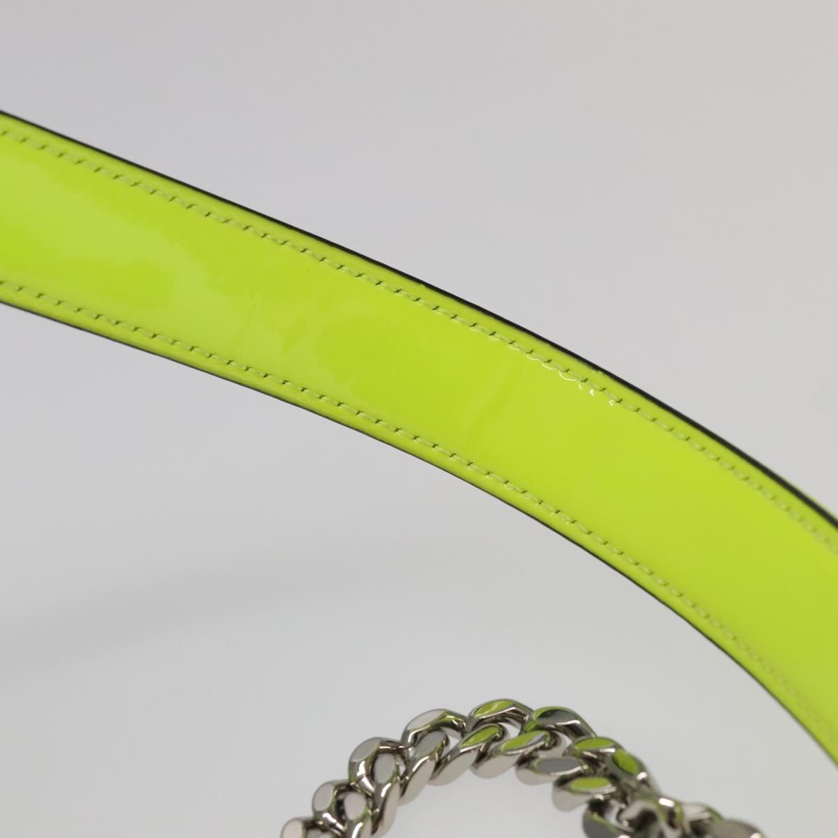 SAINT LAURENT Chain Vicky Small Bag Enamel Yellow Silver 538439 Auth 101382SAM