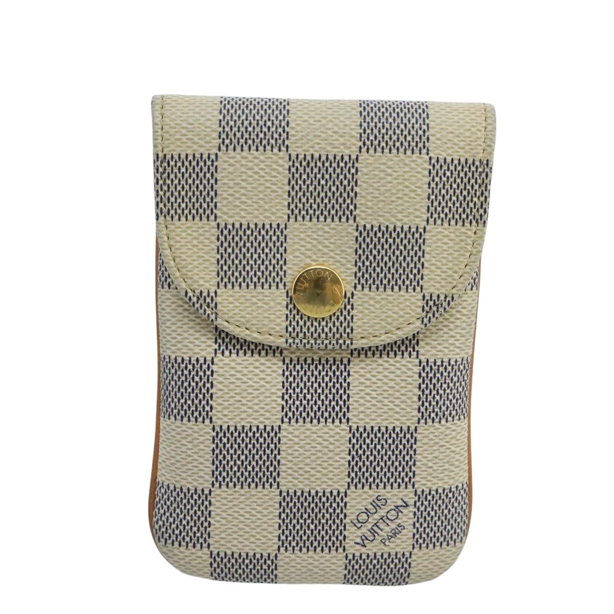 LOUIS VUITTON Damier Azur Etui Telephonne MM Cell Phone Case N60026 Auth 101411V