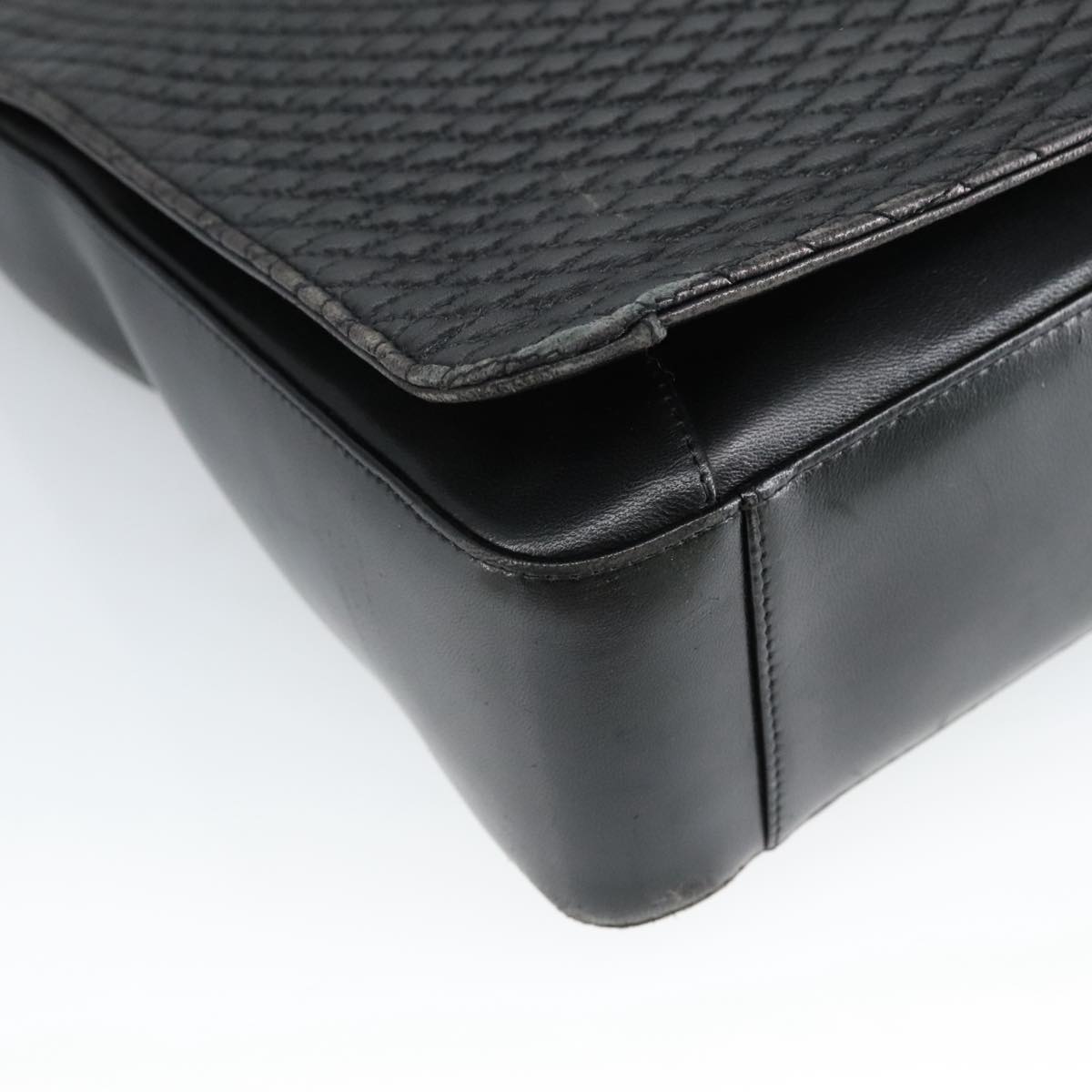 BALLY Shoulder Bag Leather Black Gold Auth 101463