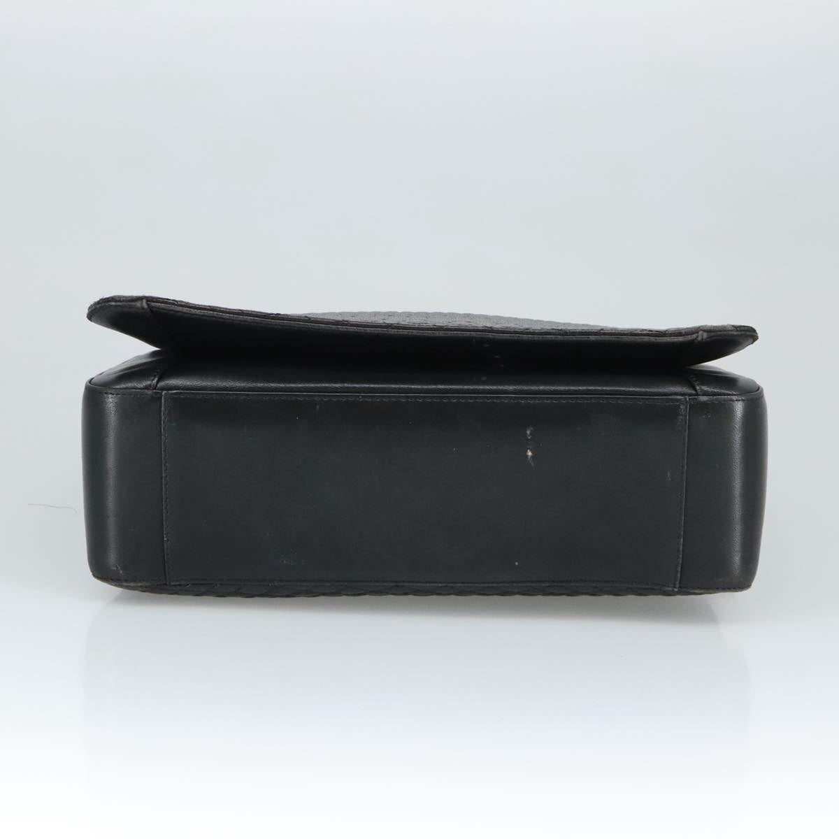 BALLY Shoulder Bag Leather Black Gold Auth 101463