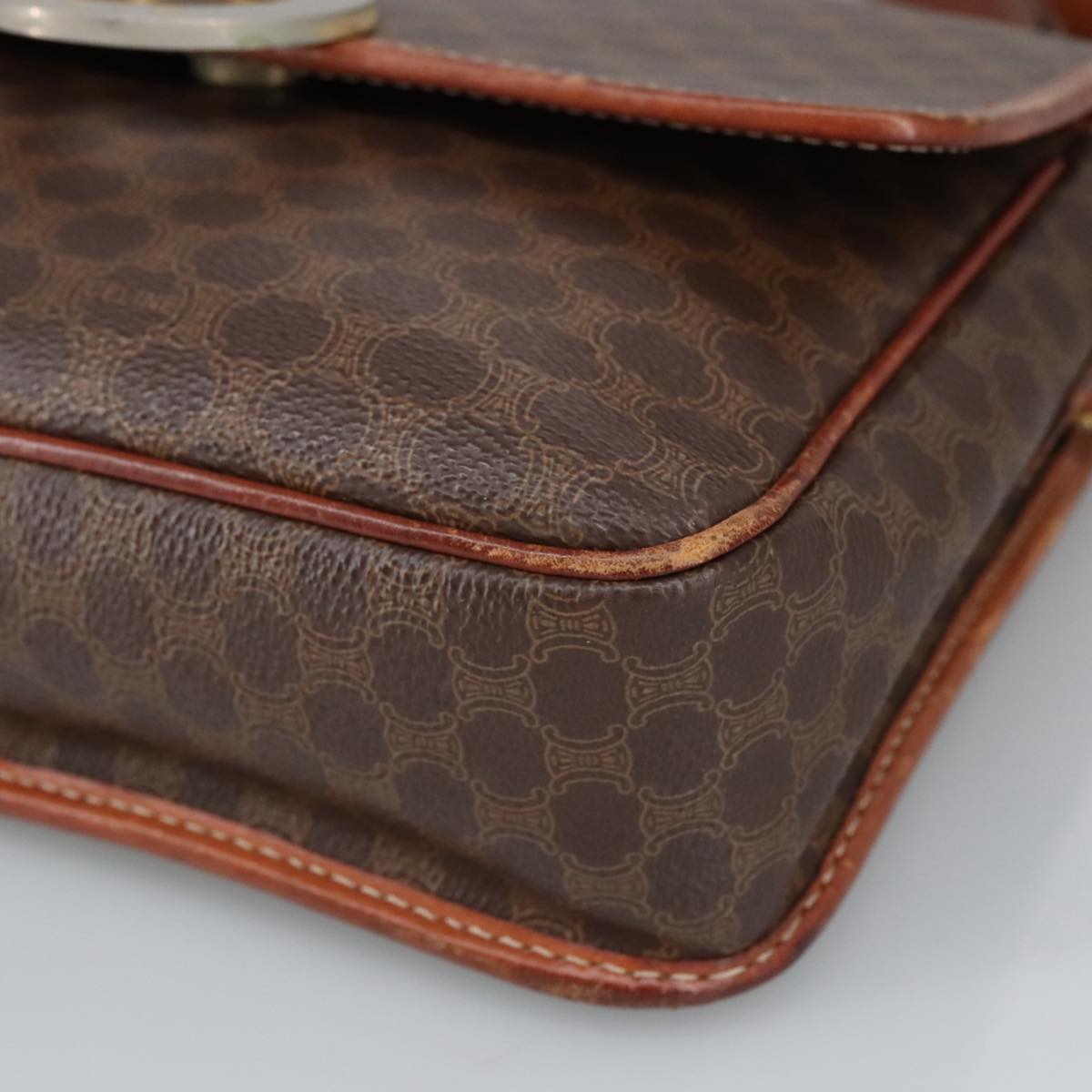 CELINE Macadam Canvas Circle Shoulder Bag PVC Leather Brown Auth 101470