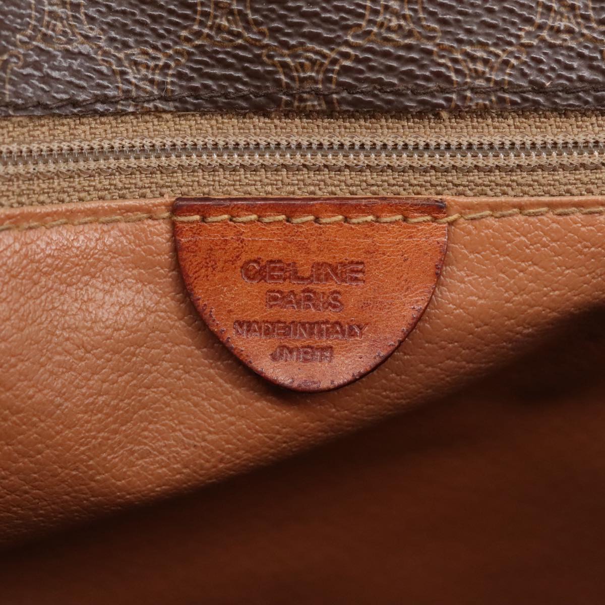 CELINE Macadam Canvas Circle Shoulder Bag PVC Leather Brown Auth 101470