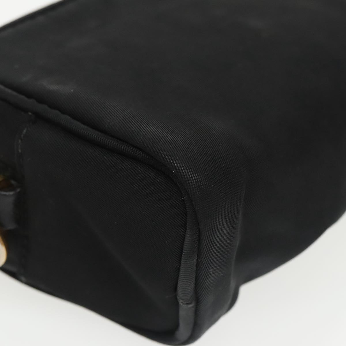 PRADA Pouch Nylon Black Gold Auth 101547