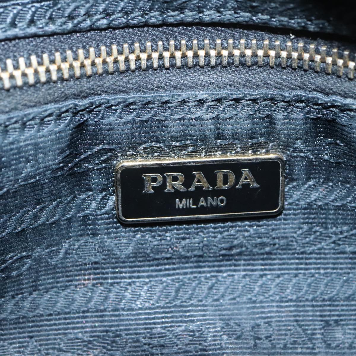 PRADA Pouch Nylon Black Gold Auth 101547