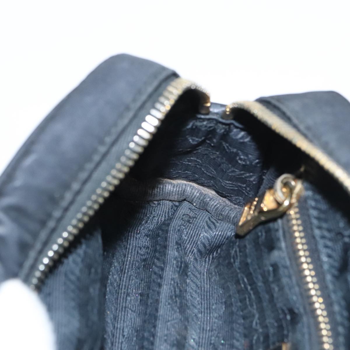 PRADA Pouch Nylon Black Gold Auth 101547