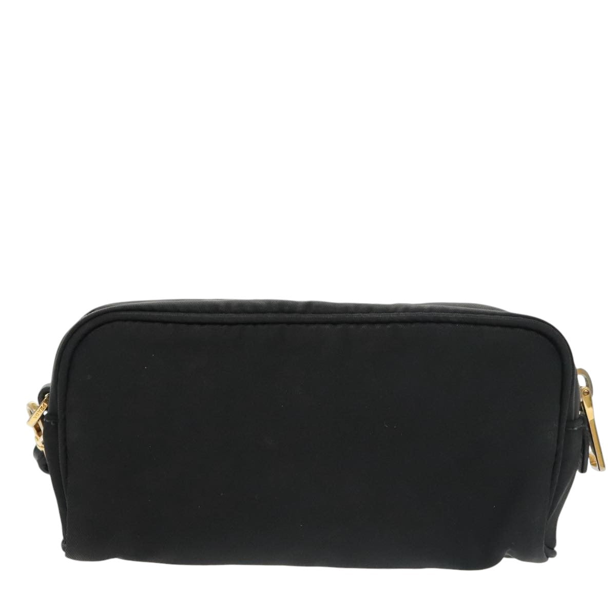 PRADA Pouch Nylon Black Gold Auth 101547