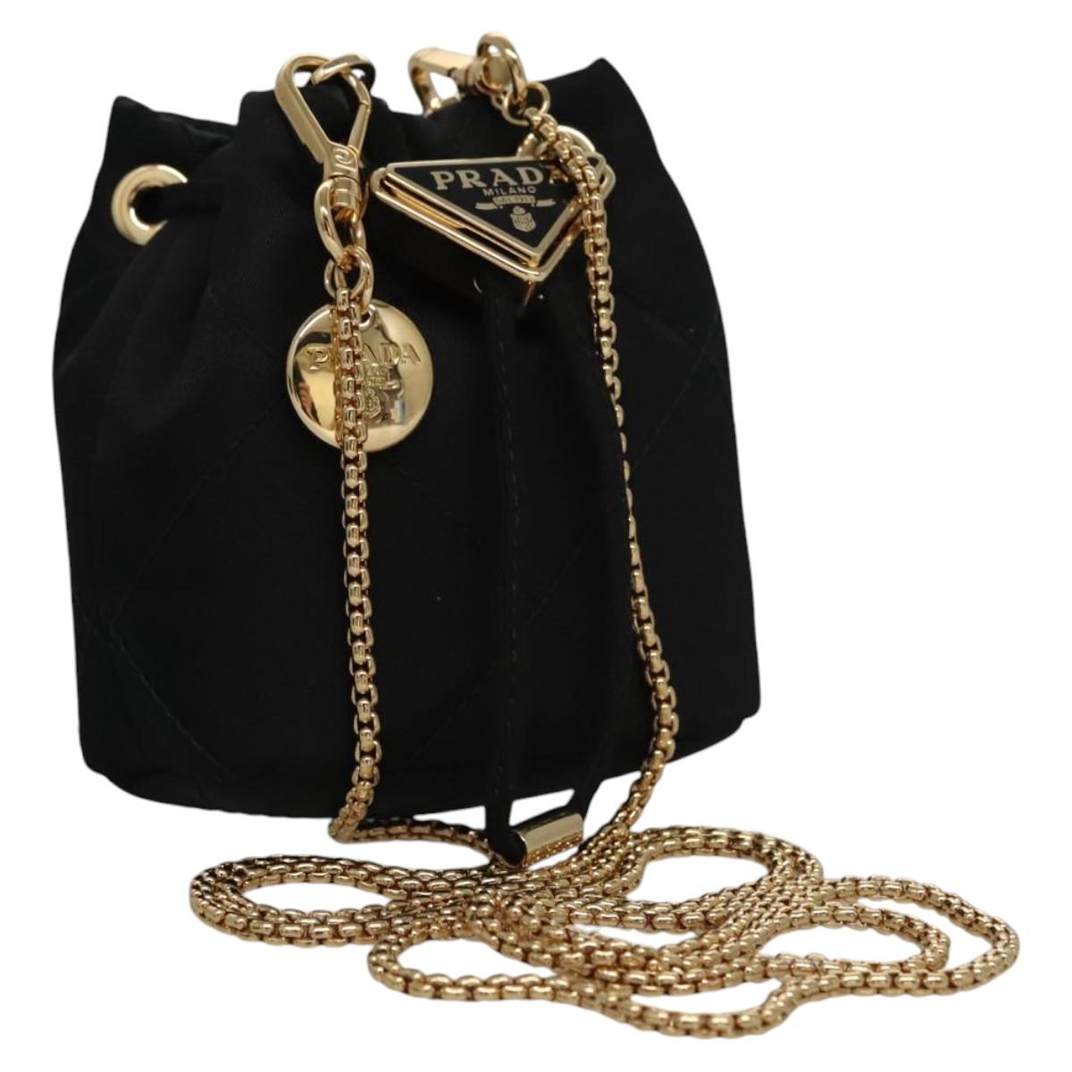 PRADA Chain Shoulder Pouch Nylon Black Auth 101563AV