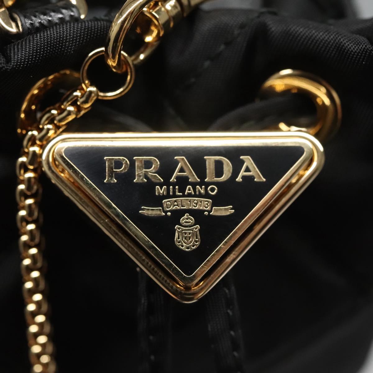 PRADA Chain Shoulder Pouch Nylon Black Auth 101563AV