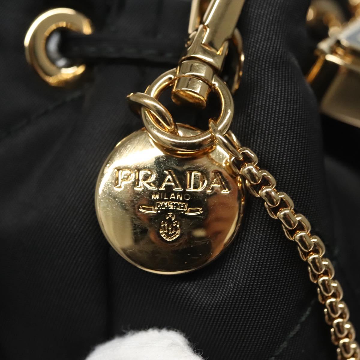 PRADA Chain Shoulder Pouch Nylon Black Auth 101563AV