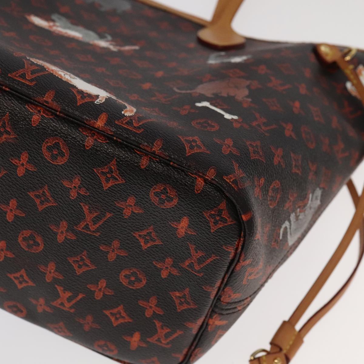 LOUIS VUITTON Catgram Neverfull MM Tote Bag M44441 LV Auth 101672SA