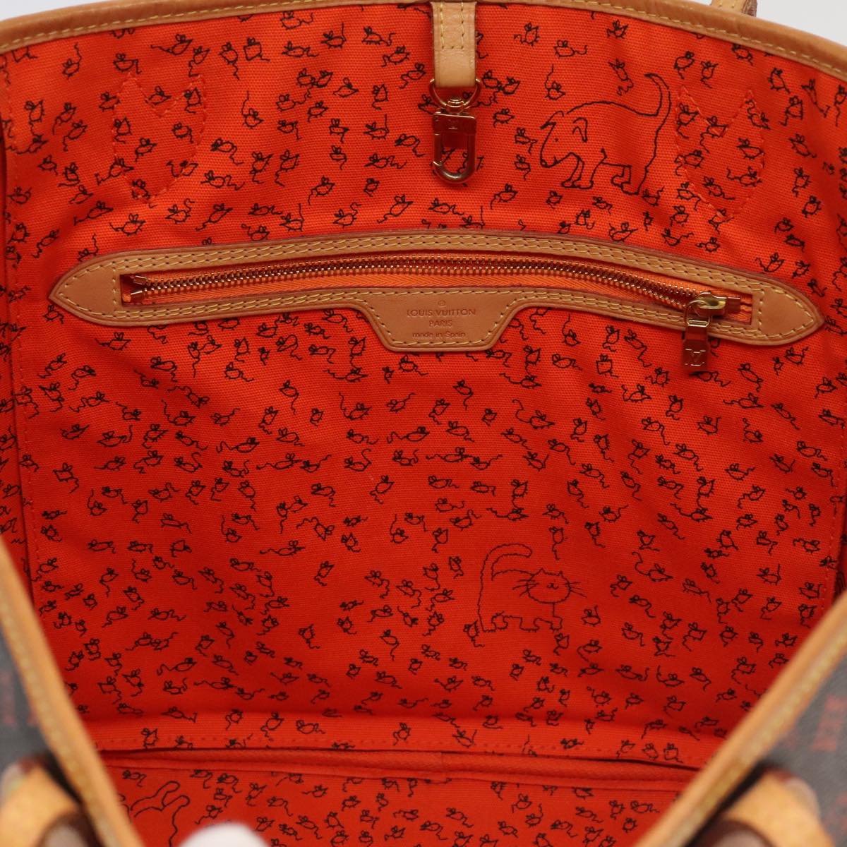LOUIS VUITTON Catgram Neverfull MM Tote Bag M44441 LV Auth 101672SM