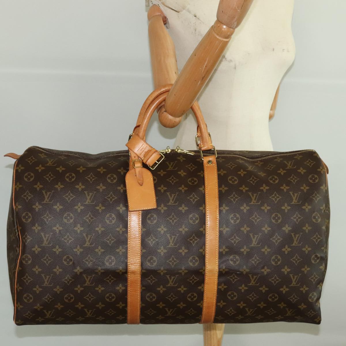LOUIS VUITTON Monogram Keepall 60 Boston Bag M41422 LV Auth 101678