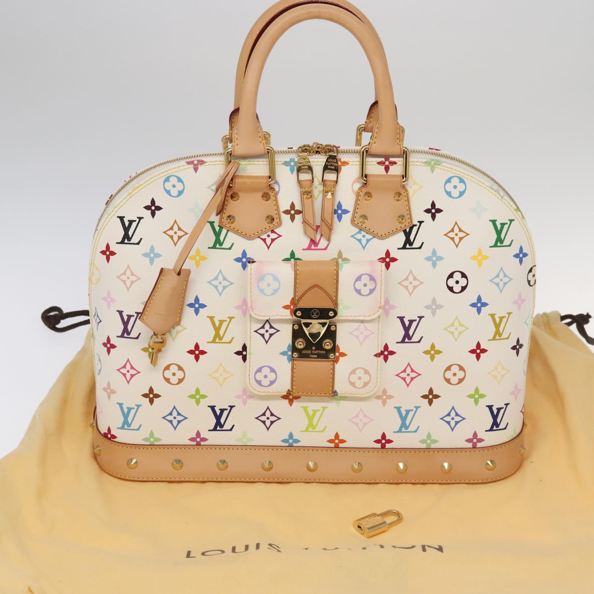 LOUIS VUITTON Monogram Multicolor Alma GM Hand Bag White M40441 LV Auth 101776SM