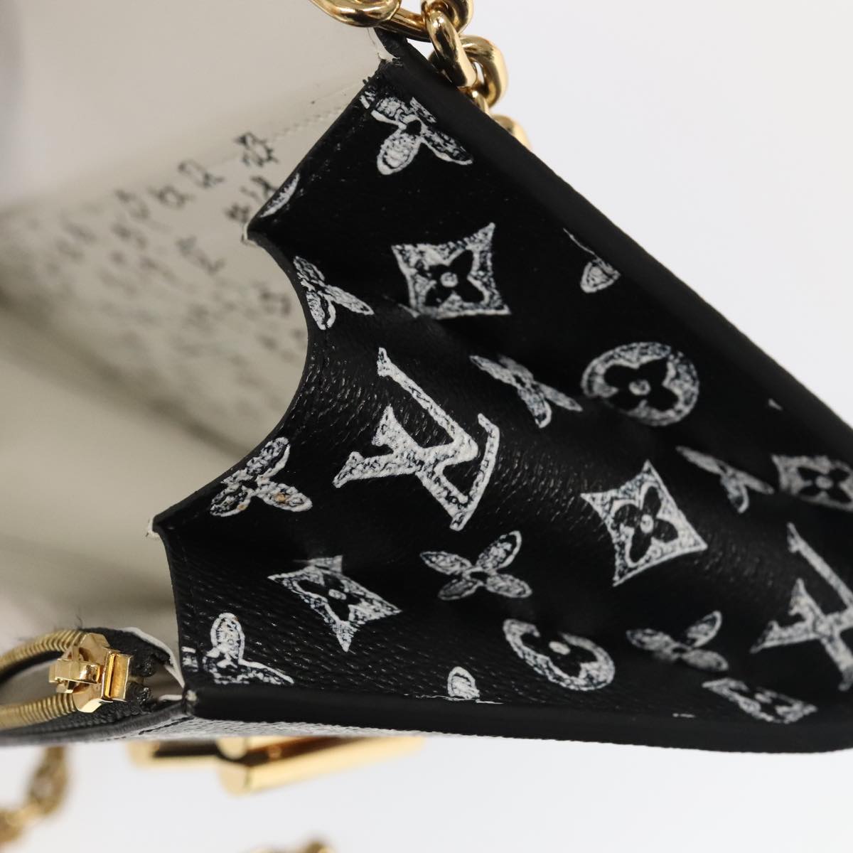 LOUIS VUITTON Monogram Catgram Portefeuille Chain Wallet Black M63888 101778S
