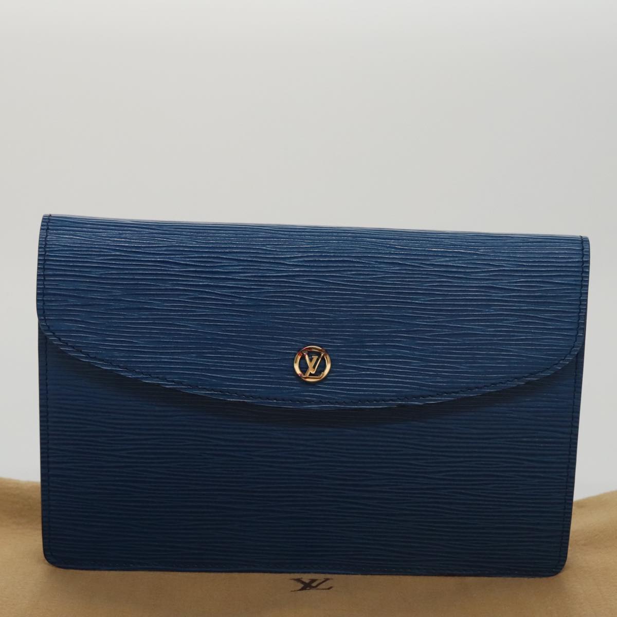 LOUIS VUITTON Epi Montaigne 23 Clutch Bag Blue M52665 LV Auth 101782