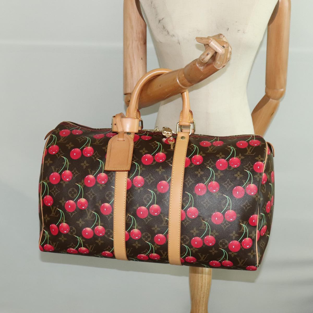 LOUIS VUITTON Monogram Cherry Keepall 45 Boston Bag M95011 LV Auth 101791SM