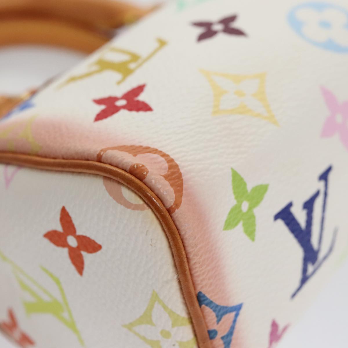 LOUIS VUITTON Monogram Multicolor Mini Speedy Hand Bag White M92645 Auth 101826V