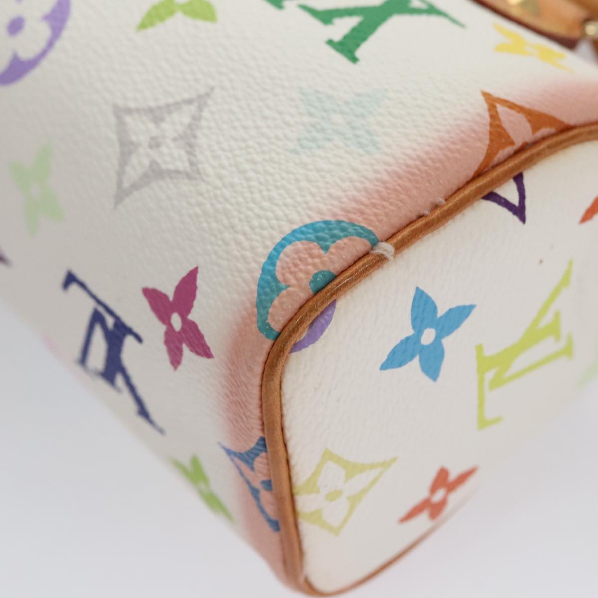 LOUIS VUITTON Monogram Multicolor Mini Speedy Hand Bag White M92645 Auth 101826V