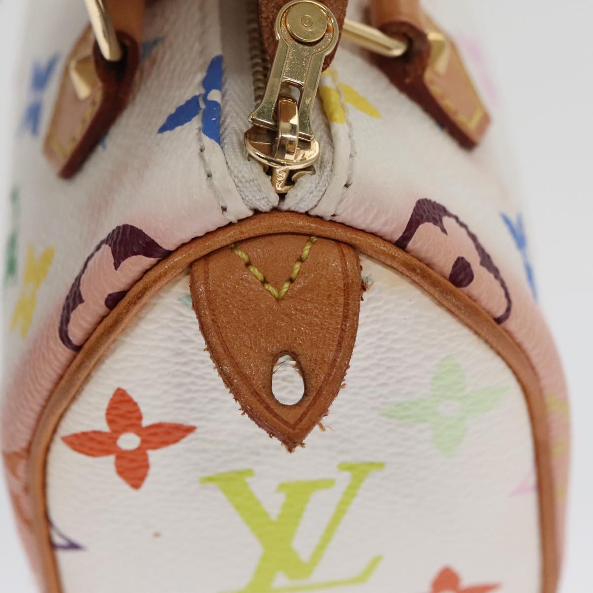LOUIS VUITTON Monogram Multicolor Mini Speedy Hand Bag White M92645 Auth 101826V